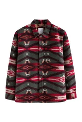 Next Hemdjacke im Navajo-Stil mit Borgfutter Rot/Dunkelrot/Beige