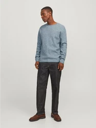 Jack & Jones Rundhalspullover JJECooper Knit Crew Neck Grau/Hellblau/Blau/Dunkelblau