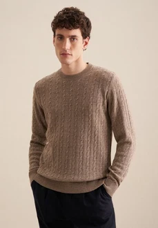 seidensticker Strickpullover Regular Langarm Rundhals Braun/Beige/Bordeaux/Grau