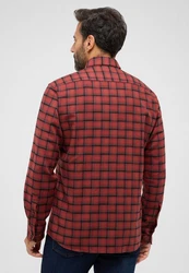 Eterna Langarmhemd MODERN FIT Rot/Dunkelrot/Braun