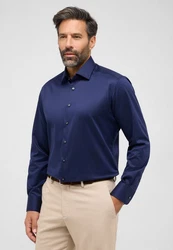 Eterna Langarmhemd MODERN FIT NON IRON Dunkelblau/Blau
