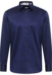 Eterna Langarmhemd MODERN FIT NON IRON Dunkelblau/Blau