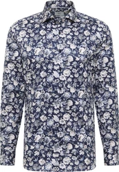 Eterna Langarmhemd SLIM FIT NON IRON Dunkelblau/Blau/Rot