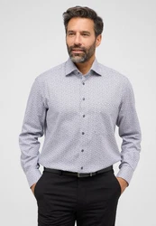 Eterna Langarmhemd COMFORT FIT NON IRON Grau/Dunkelblau/Hellblau