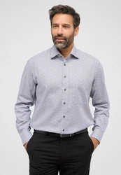 Eterna Langarmhemd COMFORT FIT NON IRON Grau/Dunkelblau/Hellblau