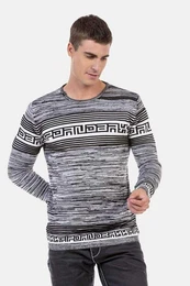 Rundhalspullover Pullover in Melange Strick, CP244
