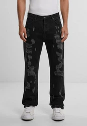 2Y Studios Bequeme Jeans Firio Destroyed Straight Jeans Schwarz/Dunkelgrau/Grün