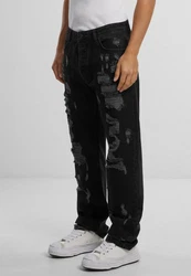 2Y Studios Bequeme Jeans Firio Destroyed Straight Jeans Schwarz/Dunkelgrau/Grün