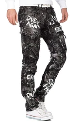 Cipo & Baxx Regular-fit-Jeans Biker Hose BA-CD572 Schwarz