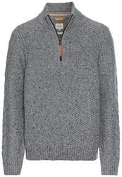 camel active Strickpullover mit Troyer-Kragen Grau/Dunkelgrau/Hellgrau