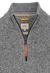 camel active Strickpullover mit Troyer-Kragen Grau/Dunkelgrau/Hellgrau