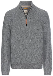 camel active Strickpullover mit Troyer-Kragen Grau/Dunkelgrau/Hellgrau