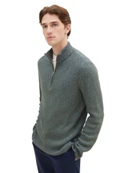 TOM TAILOR Longpullover Dunkelgrün/Dunkelgrau/Grau