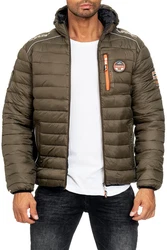 Geographical Norway Winterjacke Herren Steppjacke babrick mit Kapuze und Logo Kaki