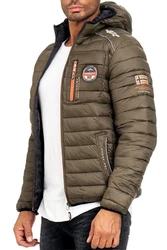 Geographical Norway Winterjacke Herren Steppjacke babrick mit Kapuze und Logo Kaki