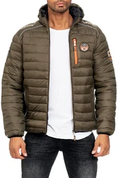 Winterjacke Herren Steppjacke babrick Kaki S mit Kapuze und Logo