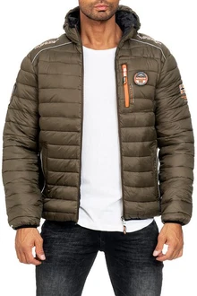 Geographical Norway Winterjacke Herren Steppjacke babrick mit Kapuze und Logo Kaki
