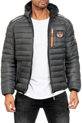 Geographical Norway Winterjacke Herren Steppjacke babrick mit Kapuze und Logo Dunkelgrau