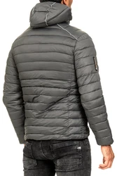 Geographical Norway Winterjacke Herren Steppjacke babrick mit Kapuze und Logo Dunkelgrau