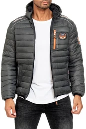 Winterjacke Herren Steppjacke babrick Dark Grey S mit Kapuze und Logo
