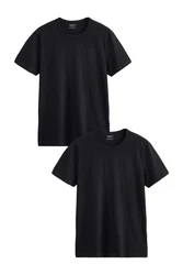 Next Unterhemd Regular Fit T-Shirt-Unterwäsche 2er-Pack Schwarz/Dunkelblau