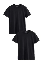 Next Unterhemd Regular Fit T-Shirt-Unterwäsche 2er-Pack Schwarz/Dunkelblau