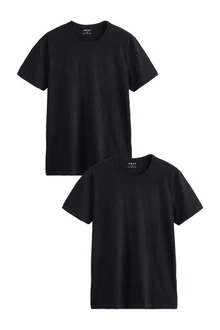 Next Unterhemd Regular Fit T-Shirt-Unterwäsche 2er-Pack Schwarz/Dunkelblau