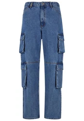 2Y Studios Aidan Cargo Baggy Jeans Blau