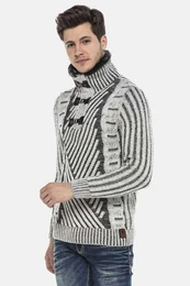 Strickpullover Pullover mit Schnallenkragen, CP212