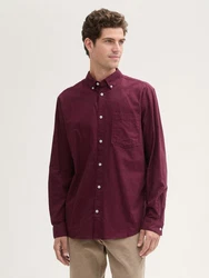 TOM TAILOR Langarmhemd Dunkelrot/Bordeaux