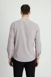 KIGILI Herrenhemd Langarm  Rot/Lila/Rosa
