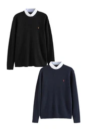 2-in-1-Pullover Pullover im Lagenlook mit Hemdeinsatz, 2er-Pack (2-tlg)