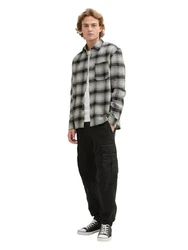 TOM TAILOR DENIM Hemd schwarz/offwhite