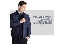 KIGILI Jackett Klassische Herrenjacken Regular Fit Mantel Dunkelblau/Hellblau/Blau