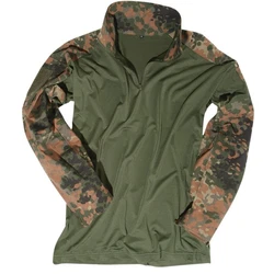 Mil-Tec Langarmshirt Militär Combat-Shirt Feldhemd Tactical Dunkelgrün/Braun