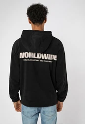 SUBLEVEL Fleecejacke Fleece Hoodie Schwarz/Hellblau
