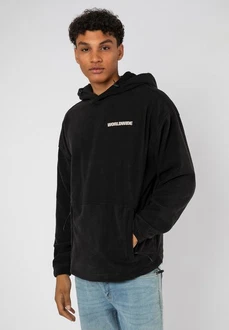 SUBLEVEL Fleecejacke Fleece Hoodie Schwarz/Hellblau