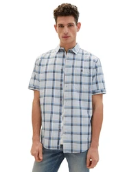 TOM TAILOR Kurzarmhemd Blau/Hellblau/Grau