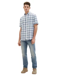 TOM TAILOR Kurzarmhemd Blau/Hellblau/Grau