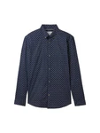 TOM TAILOR Denim Langarmhemd Dunkelblau/Hellblau