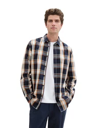 TOM TAILOR Langarmhemd Dunkelblau/Hellblau/Blau