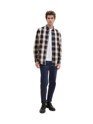 TOM TAILOR Langarmhemd Dunkelblau/Hellblau/Blau