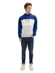 TOM TAILOR Denim Sweatshirt Hoodie mit Print Dunkelblau/Blau/Grau/Hellblau