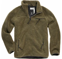 Brandit Strickpullover Troyer Teddyfleece Dunkelgrün/Braun/Grün