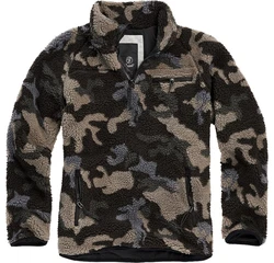 Brandit Strickpullover Troyer Teddyfleece Dunkelgrün