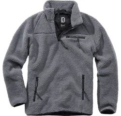 Brandit Strickpullover Troyer Teddyfleece Dunkelgrau/Grau/Hellgrau/Dunkelblau