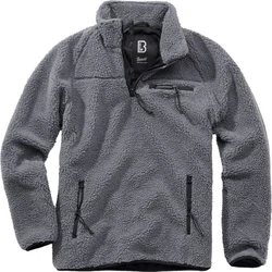Brandit Strickpullover Troyer Teddyfleece Dunkelgrau/Grau/Hellgrau/Dunkelblau