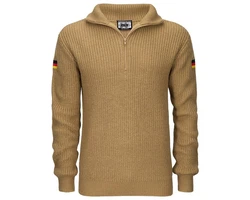 BWuM Strickpullover Troyer Khaki/Braun/Beige/Gold