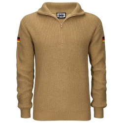 BWuM Strickpullover Troyer Khaki/Braun/Beige/Gold