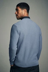 Next 2-in-1 Pullover Hemdeinsatz Grau/Blau/Hellblau/Dunkelblau